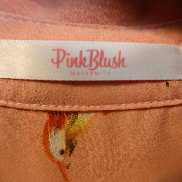 Pinkblush Floral Mini Dress - Peach and Blue Bird Pattern Maternity Dress - Picture 2 of 16